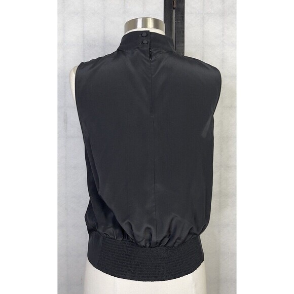 Frame Silk Sleeveless Mock Neck Keyhole Casual Blouse Top. Size:  S/P - Picture 3 of 9